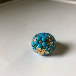 *NEW IN* turquoise and gold enamel ring w/ diamond